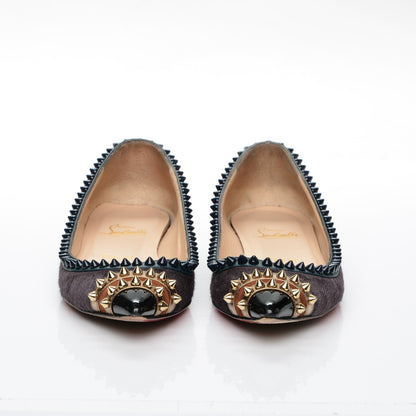 Christian Louboutin Pony Hair Malabar Spiked Flats 37.5 Grey Multi 2 of 11