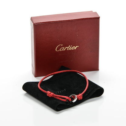 Cartier 18k White Gold Diamond Ceramic Silk Adjustable Two Hoops Love Bracelet Red 7 of 7