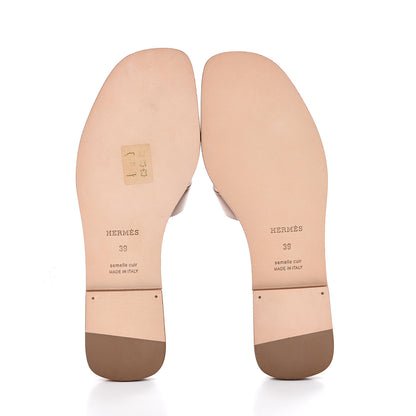 Hermes Box Calfskin Oran Sandals 39 Gold 5 of 9