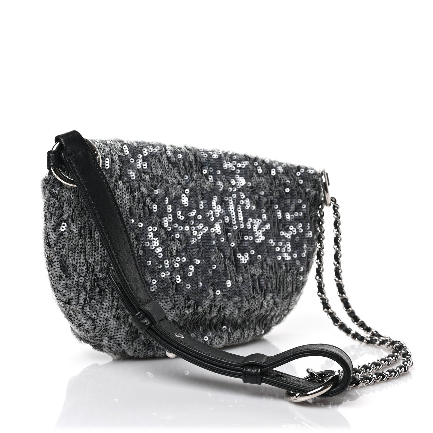 Sequin Waist Bag Fanny Pack Silver Black