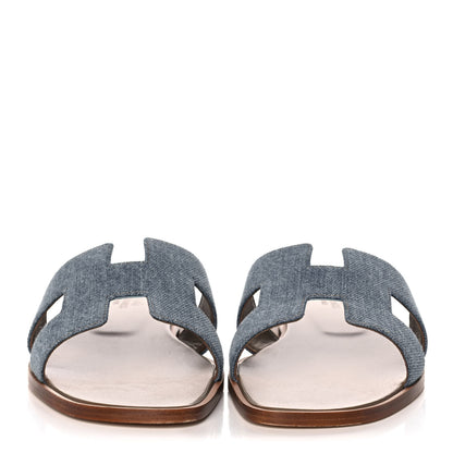 Hermes Denim Canvas Oran Sandals 40 Bleu Clair 2 of 9