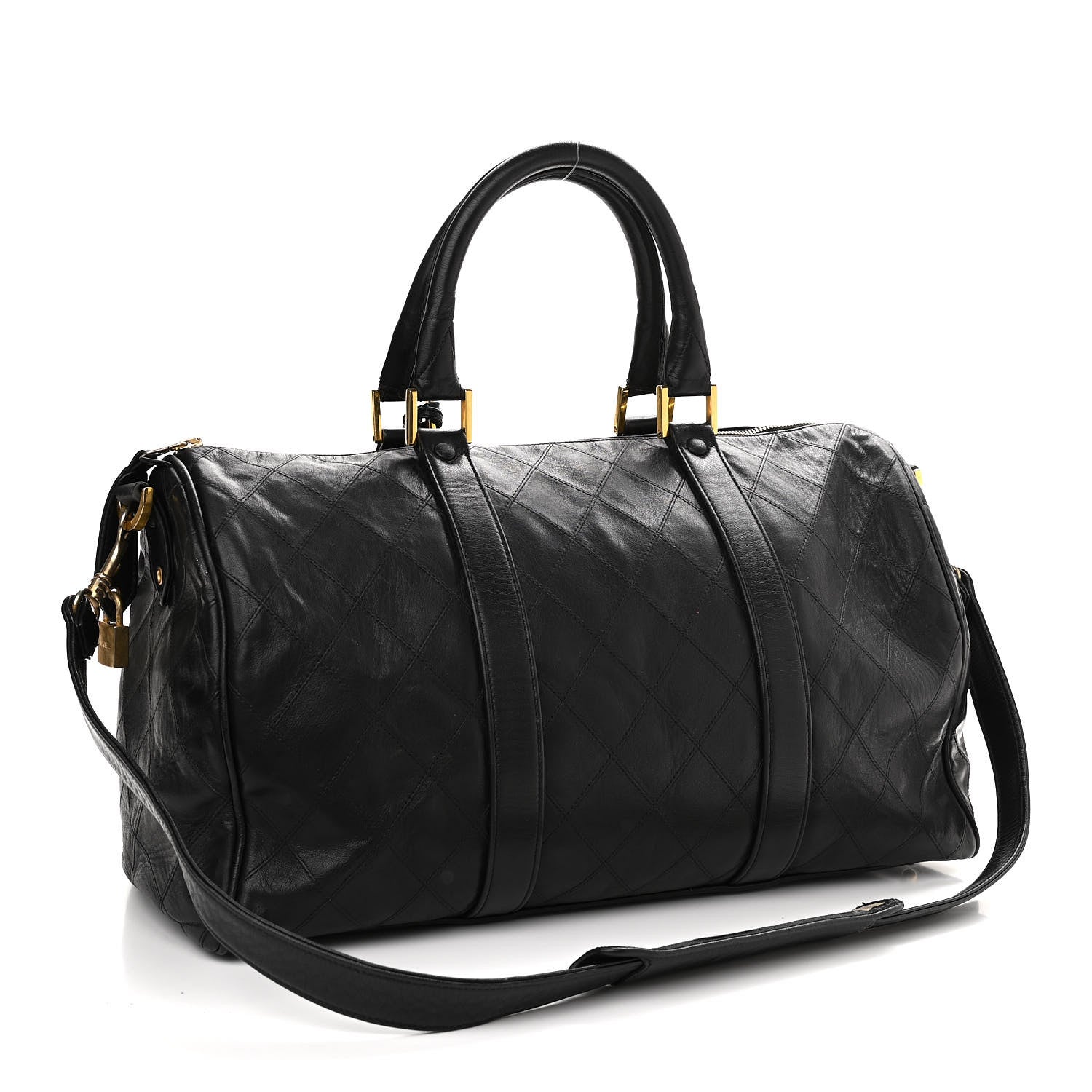 Chanel Calfskin Stitched CC Boston Black 3 of 15