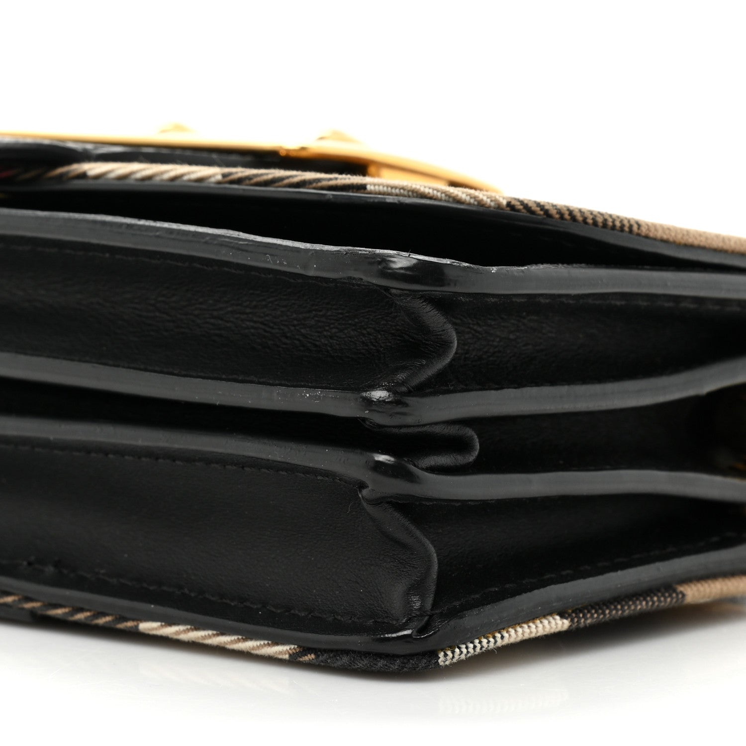 Burberry Metallic Calfskin House Check Sequin Small Madison Buckle Bag Gold 11 of 13
