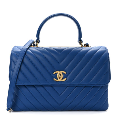 Chanel Lambskin Chevron Quilted Medium Trendy CC Dual Handle Flap Bag Blue 1 of 12