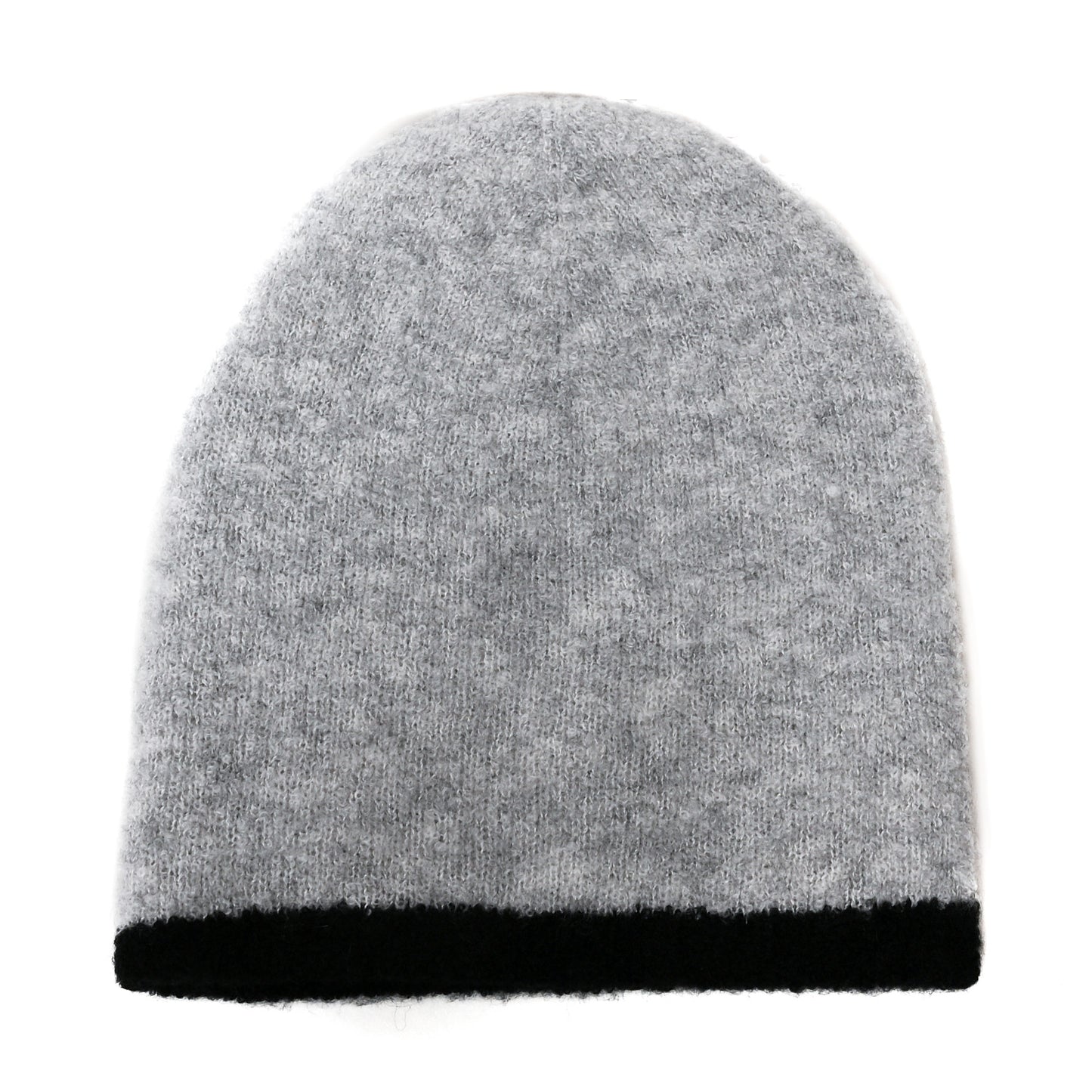 Cashmere Silk CC Beanie Hat Grey Black
