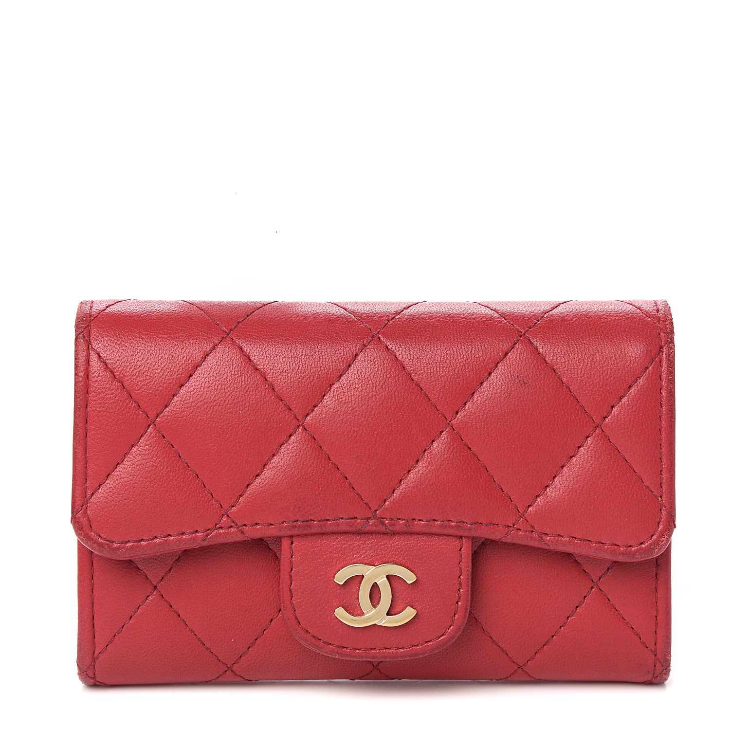 Chanel Lambskin Quilted Flap Card Holder Dark Pink 1 of 10