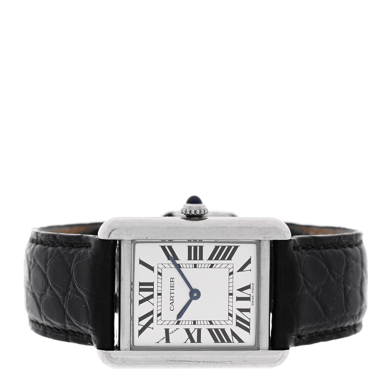 Cartier Stainless Steel Alligator 24mm Tank Solo Quartz Watch 2 of 5