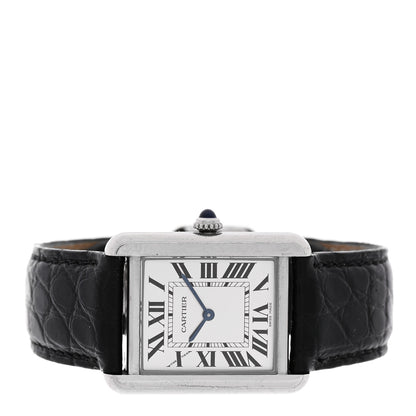 Cartier Stainless Steel Alligator 24mm Tank Solo Quartz Watch 2 of 5