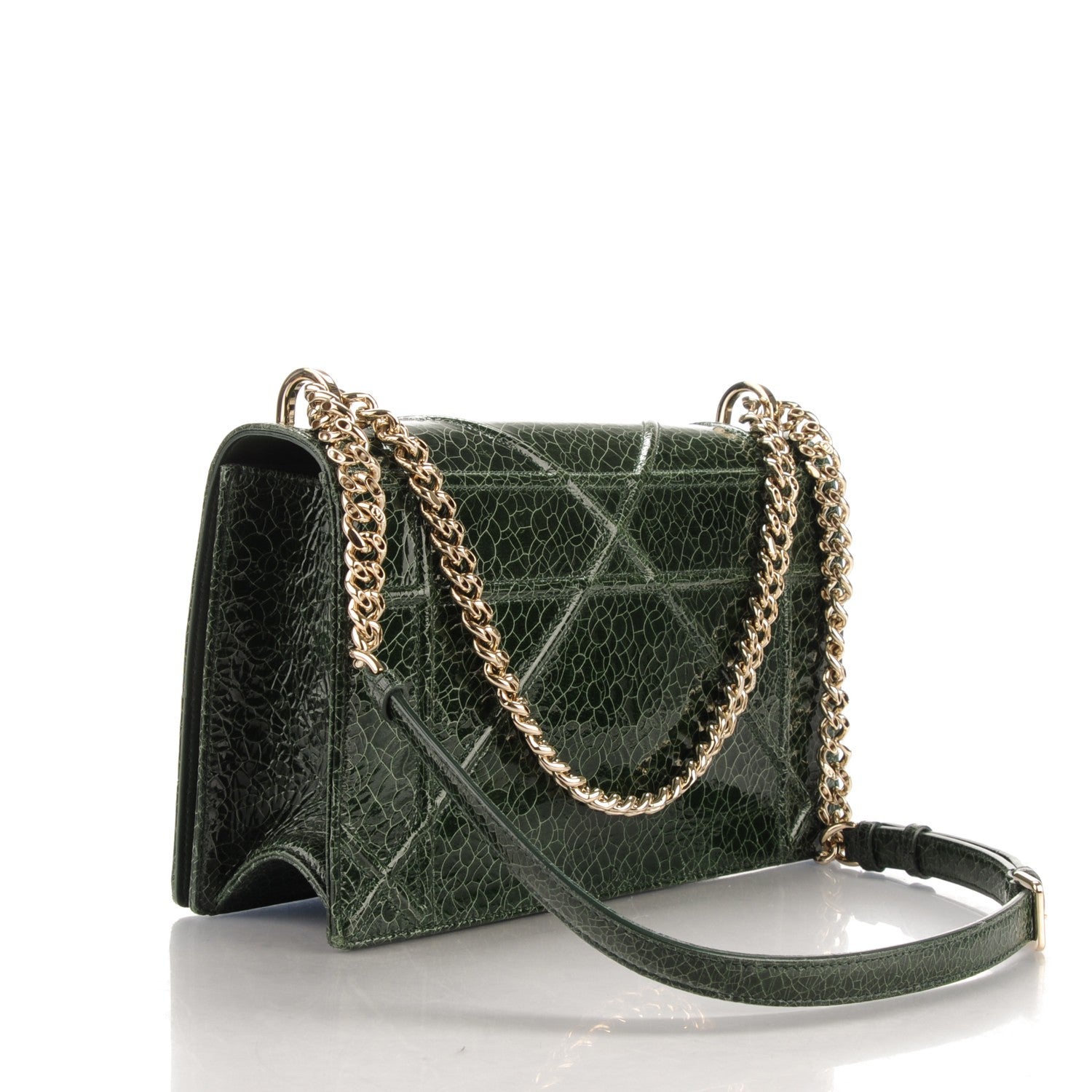 Christian Dior Ceramic Effect Deerskin Large Diorama Flap Bag Malachite Green 3 of 8