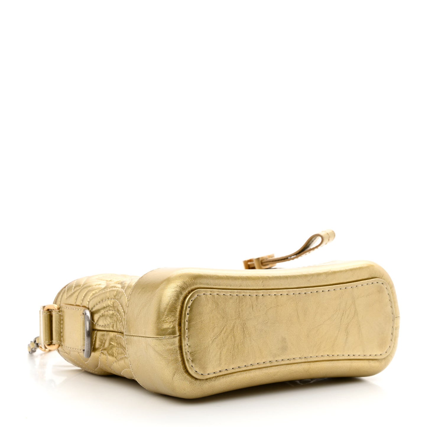Metallic Aged Calfskin CC Quilted Small Gabrielle Hobo Gold
