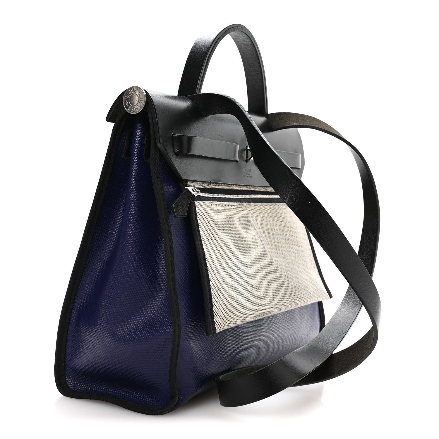 Hermes Toile H Berline Vache Hunter Herbag Zip PM 31 Bleu Saphir Black 4 of 11