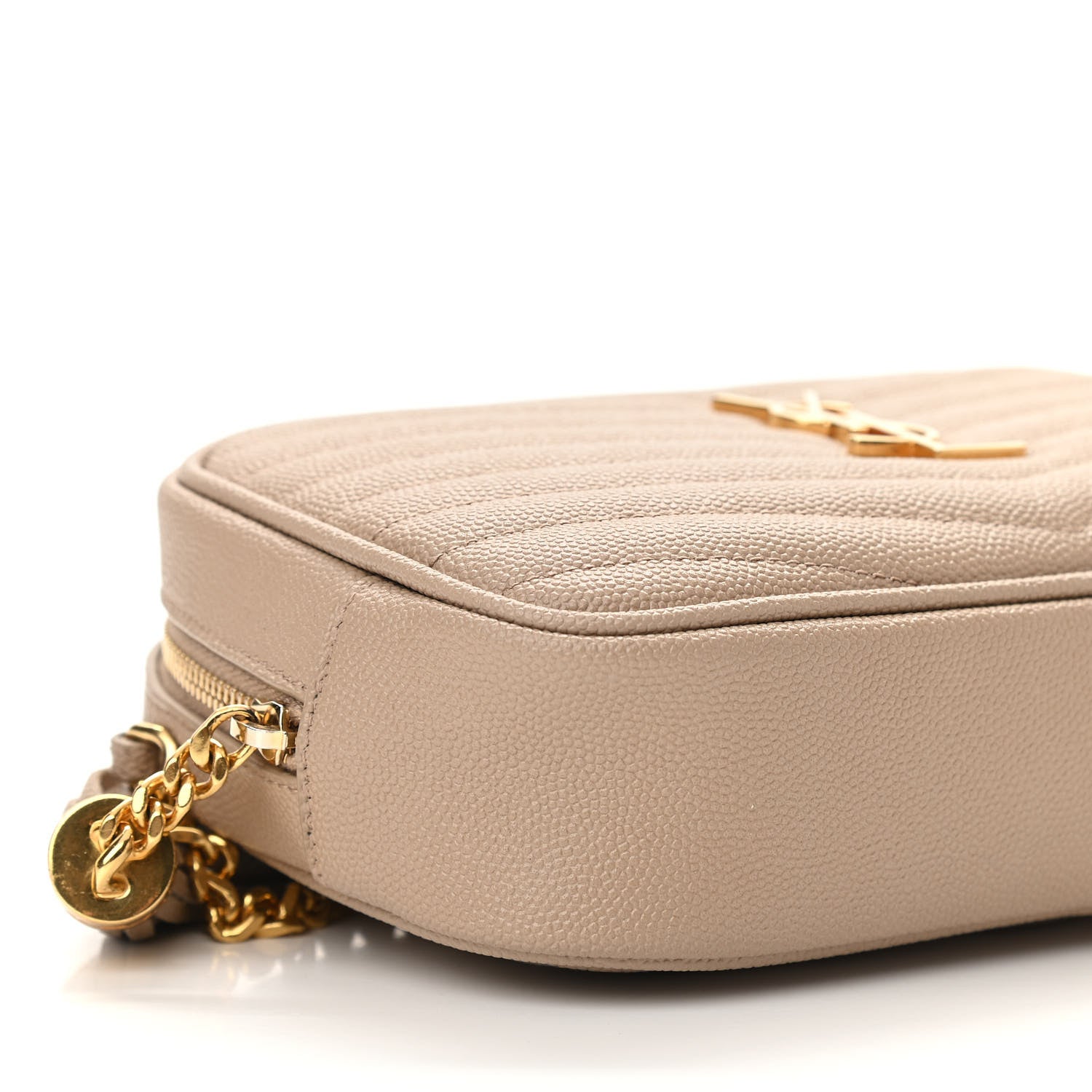 Saint Laurent Grain De Poudre Matelasse Monogram Mini Lou Camera Bag Dark Beige 8 of 10