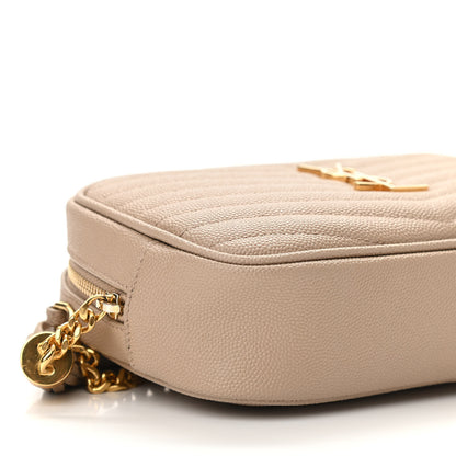 Saint Laurent Grain De Poudre Matelasse Monogram Mini Lou Camera Bag Dark Beige 8 of 10