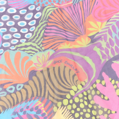 Hermes Silk Mousseline Under The Waves Shawl 140 Black Fuchsia Turquoise 2 of 5