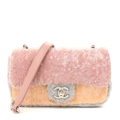Chanel Sequin Mini Waterfall Flap Pink Blue Yellow 1 of 10