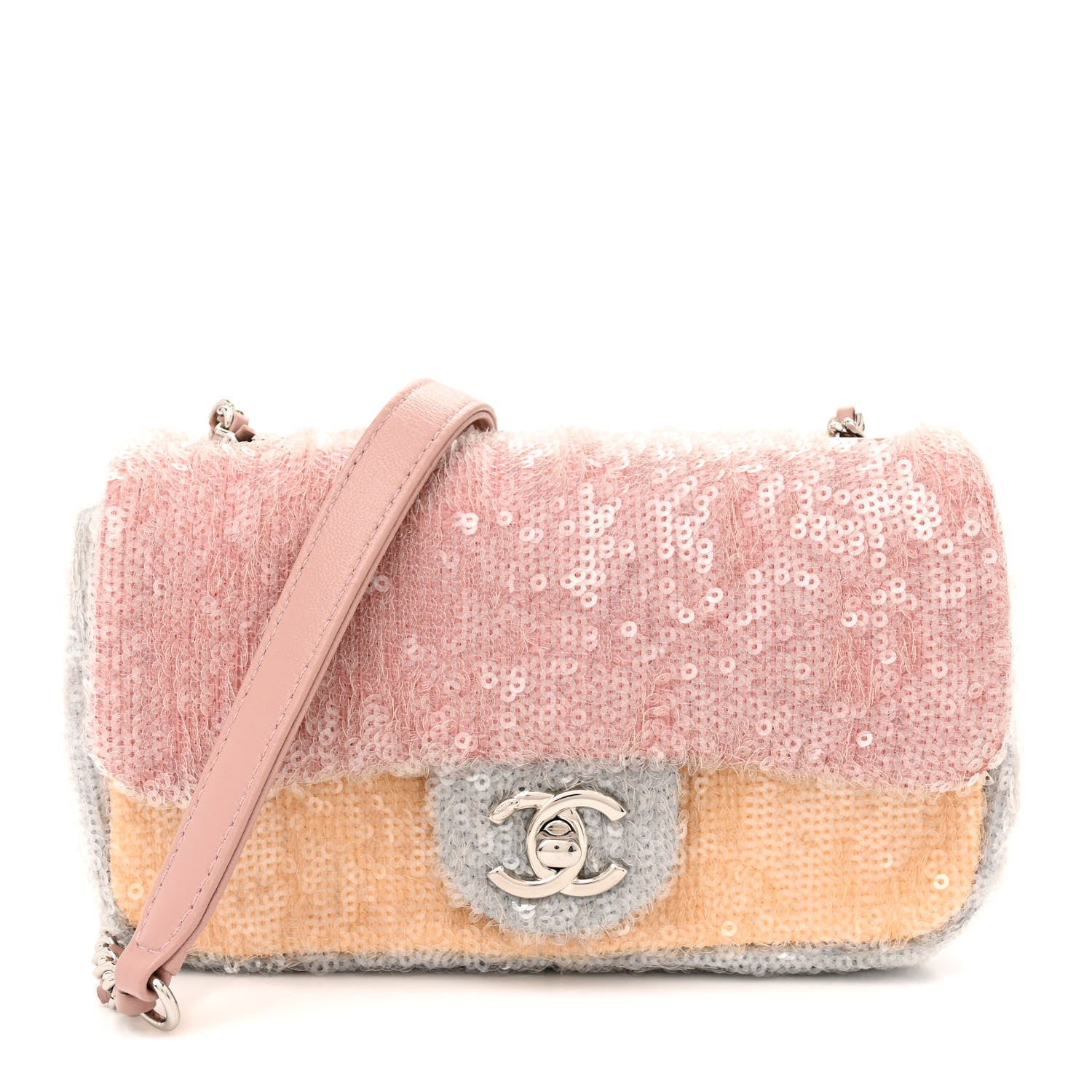 Chanel Sequin Mini Waterfall Flap Pink Blue Yellow 1 of 10