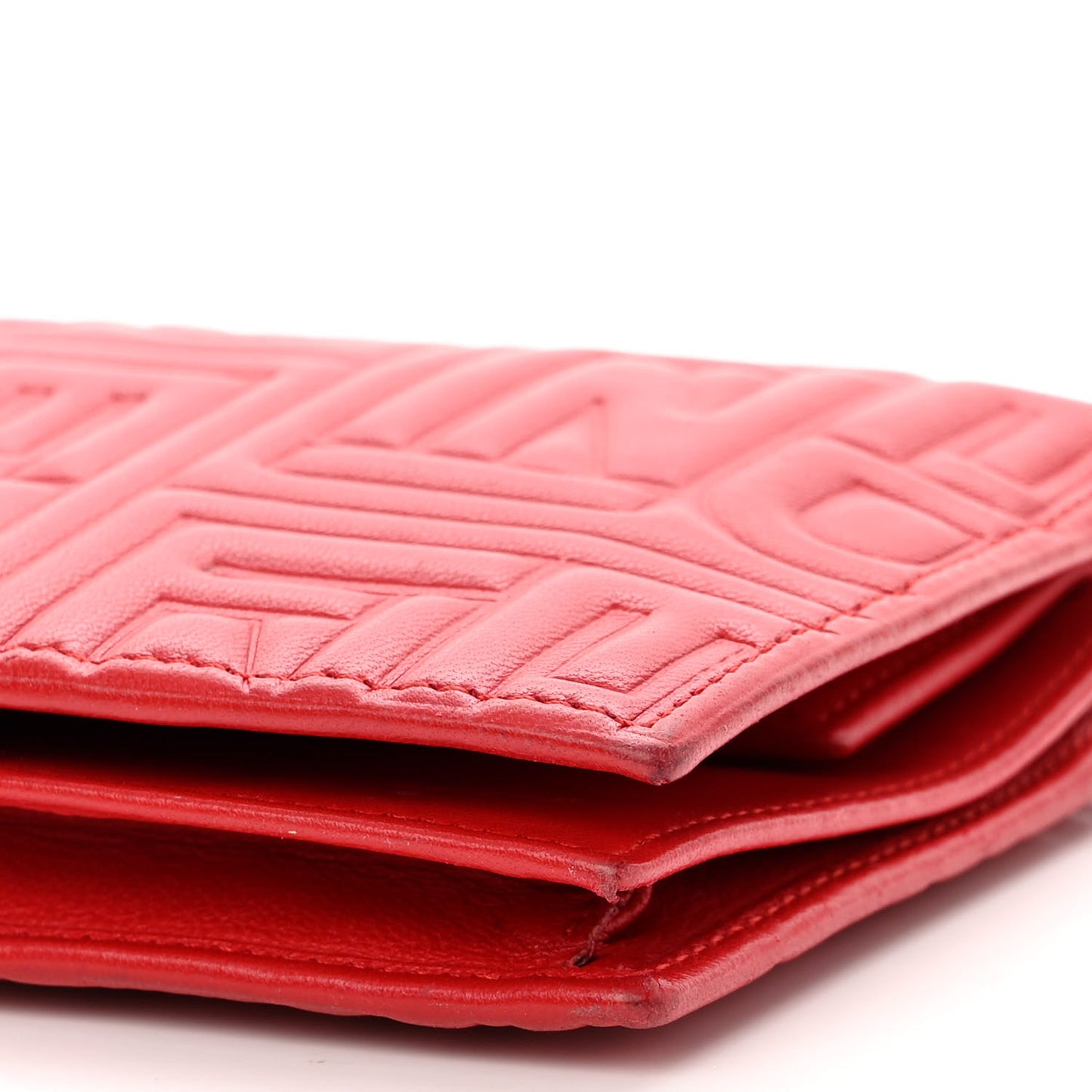 Nappa Logo Embossed Long Wallet on Chain Rosso