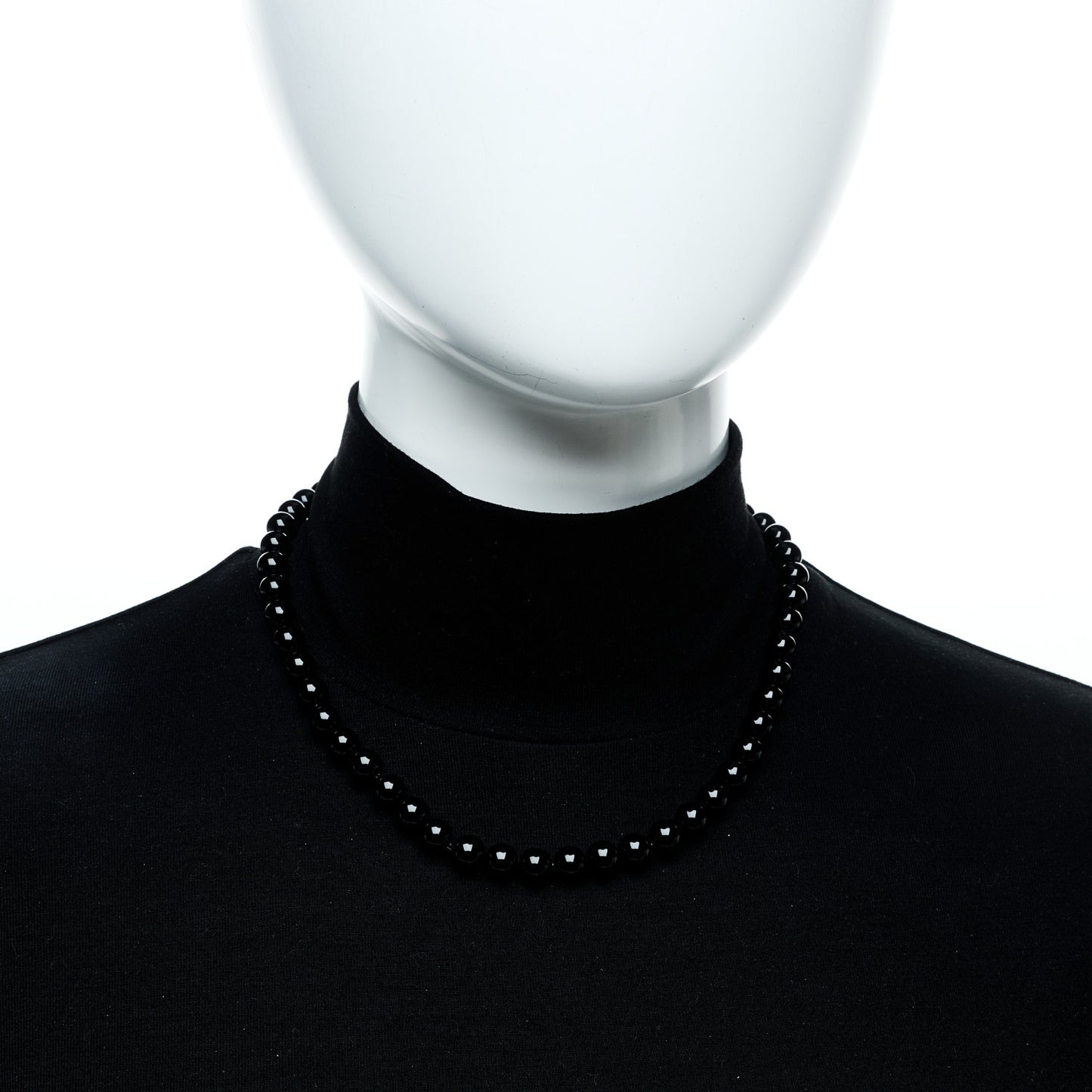 Sterling Silver Black Onyx Bead Toggle Necklace