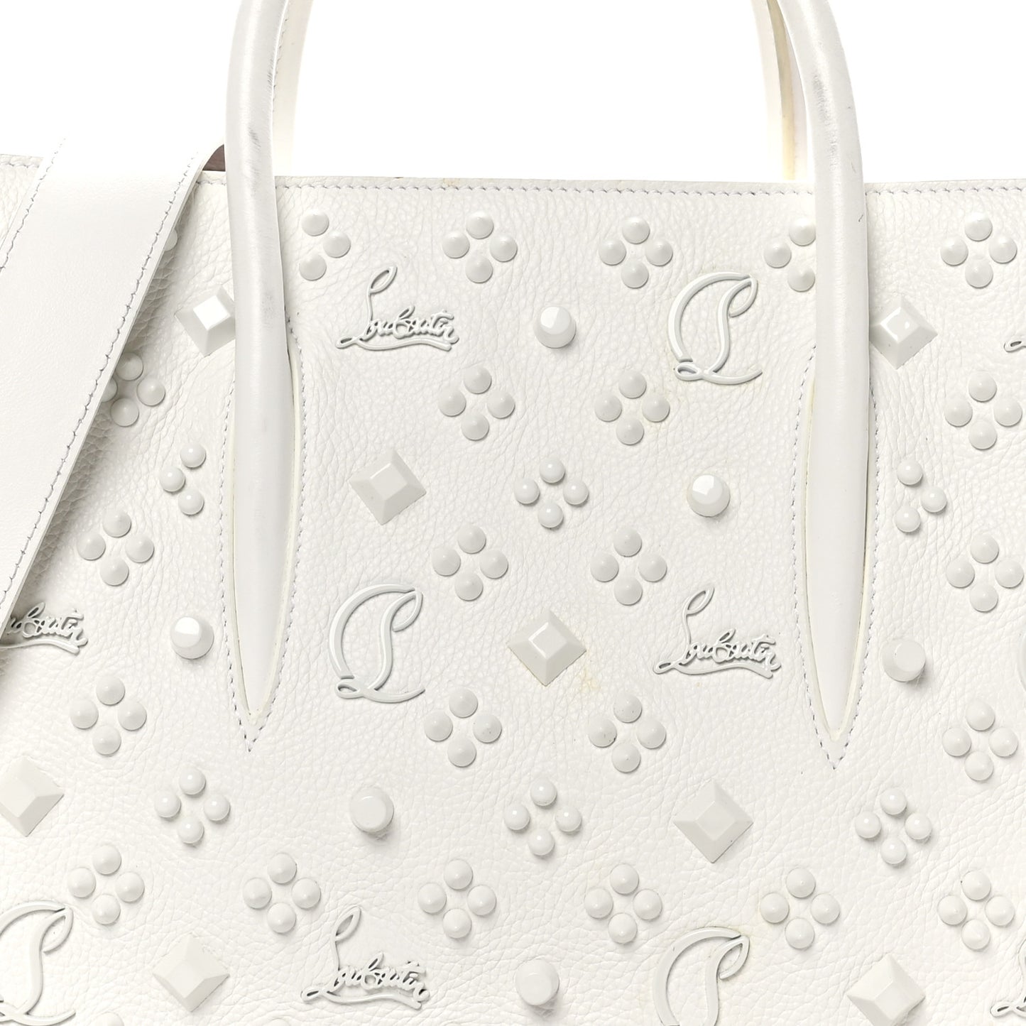 Calfskin Spikes Loubinthesky Medium Paloma White