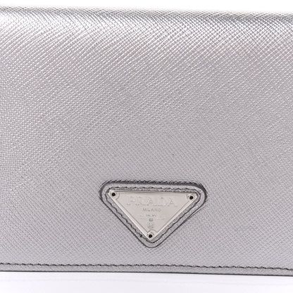Prada Saffiano Compact Wallet Cromo 8 of 9