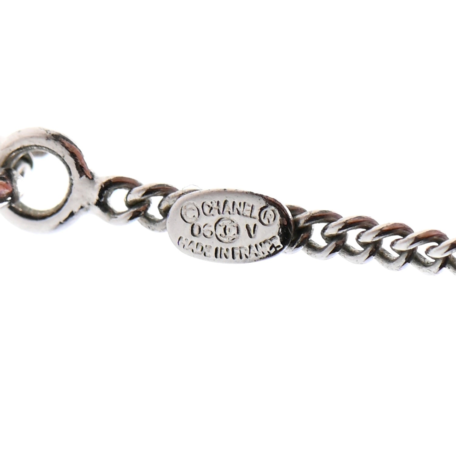 Chanel Crystal CC Pendant Necklace Silver 5 of 5