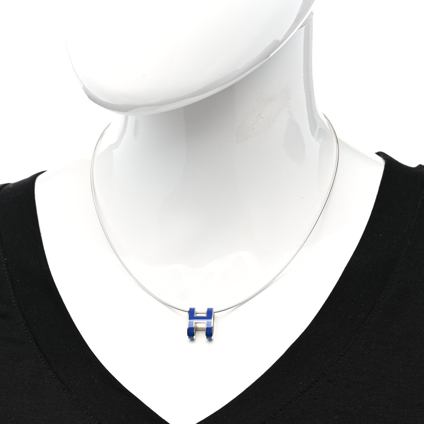 Lacquered Palladium Pop H Necklace Royal Blue