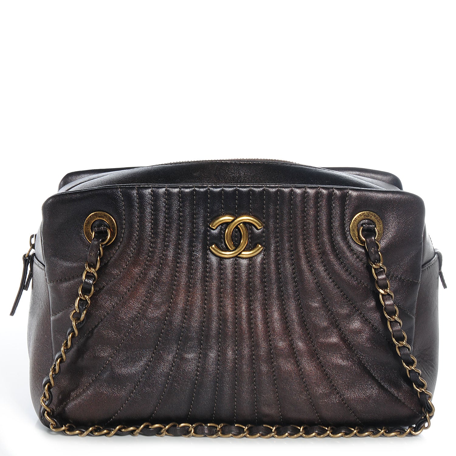 Chanel Metallic Lambskin Paris Shanghai Quilted Tote Khaki 1 of 7