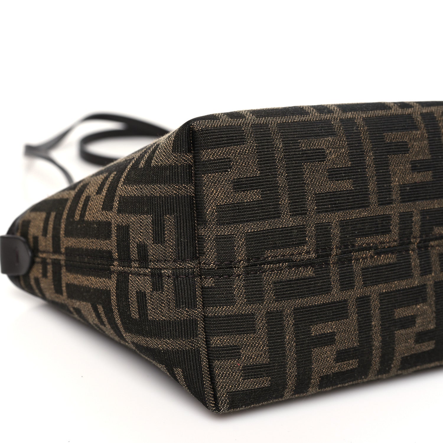Fendi Fabric Jacquard Vitello Grace FF 1974 Mini Roll Tote Tobacco Moro Ebano 9 of 11