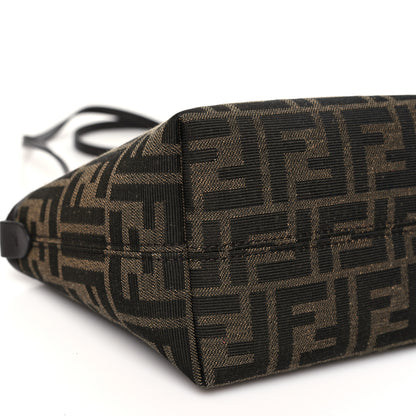 Fendi Fabric Jacquard Vitello Grace FF 1974 Mini Roll Tote Tobacco Moro Ebano 9 of 11