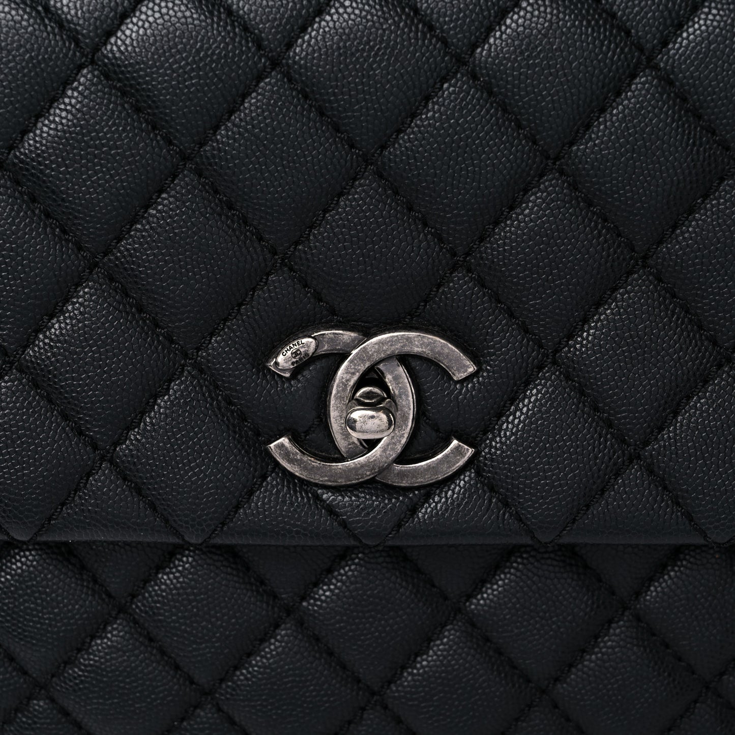Caviar Quilted Medium Coco Handle Flap Black