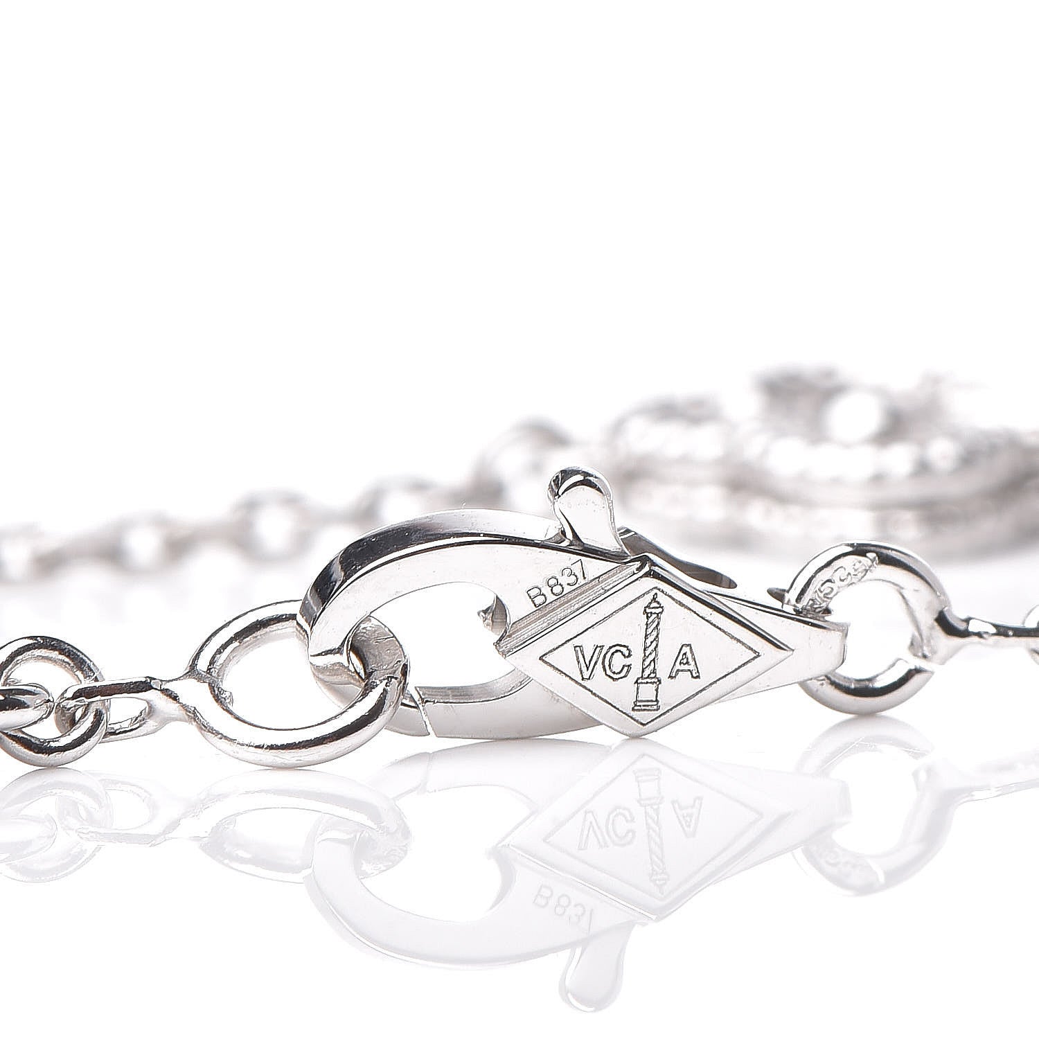 Van Cleef & Arpels 18K White Gold Diamond 6 Motifs Sweet Alhambra Bracelet 6 of 7