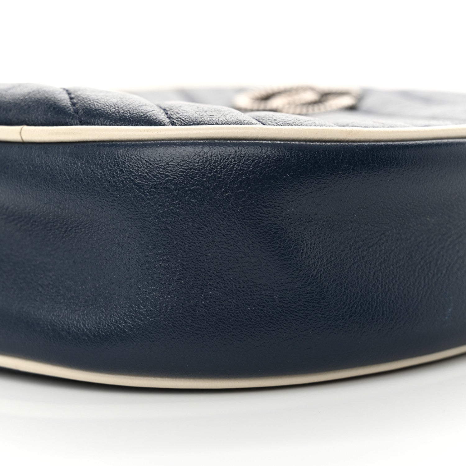 Gucci Azalea Calfskin Matelasse Diagonal Mini Torchon GG Marmont Round Shoulder Bag Blue Agata Mystic White 9 of 10
