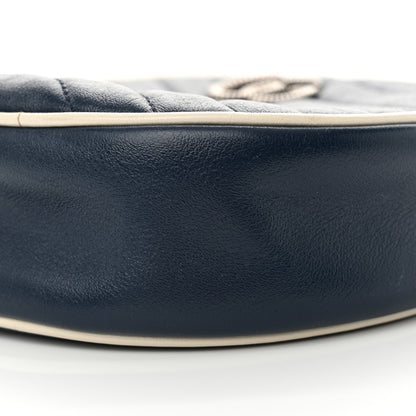 Gucci Azalea Calfskin Matelasse Diagonal Mini Torchon GG Marmont Round Shoulder Bag Blue Agata Mystic White 9 of 10