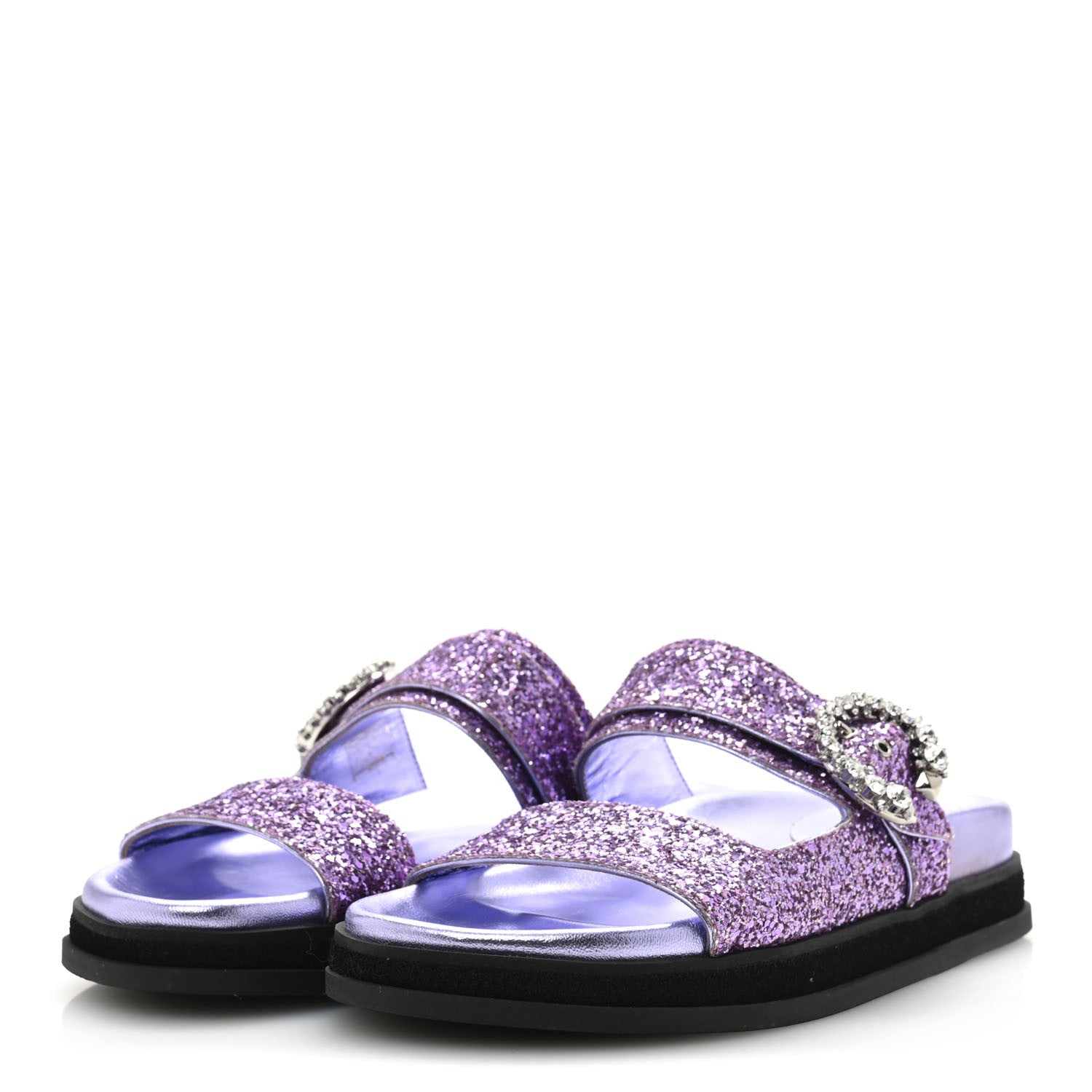 Jimmy Choo Glitter Crystal Embellished Marga Slide Sandals 39 Purple 4 of 9