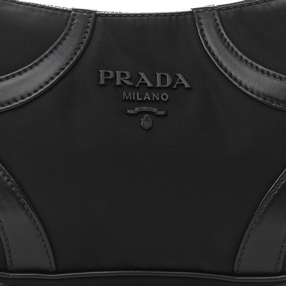 Prada Tessuto Nylon Soft Calfskin Shoulder Bag Black 8 of 10