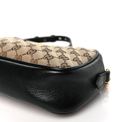 Gucci Monogram Matelasse Diagonal Small GG Marmont Chain Shoulder Bag Beige Black 9 of 11