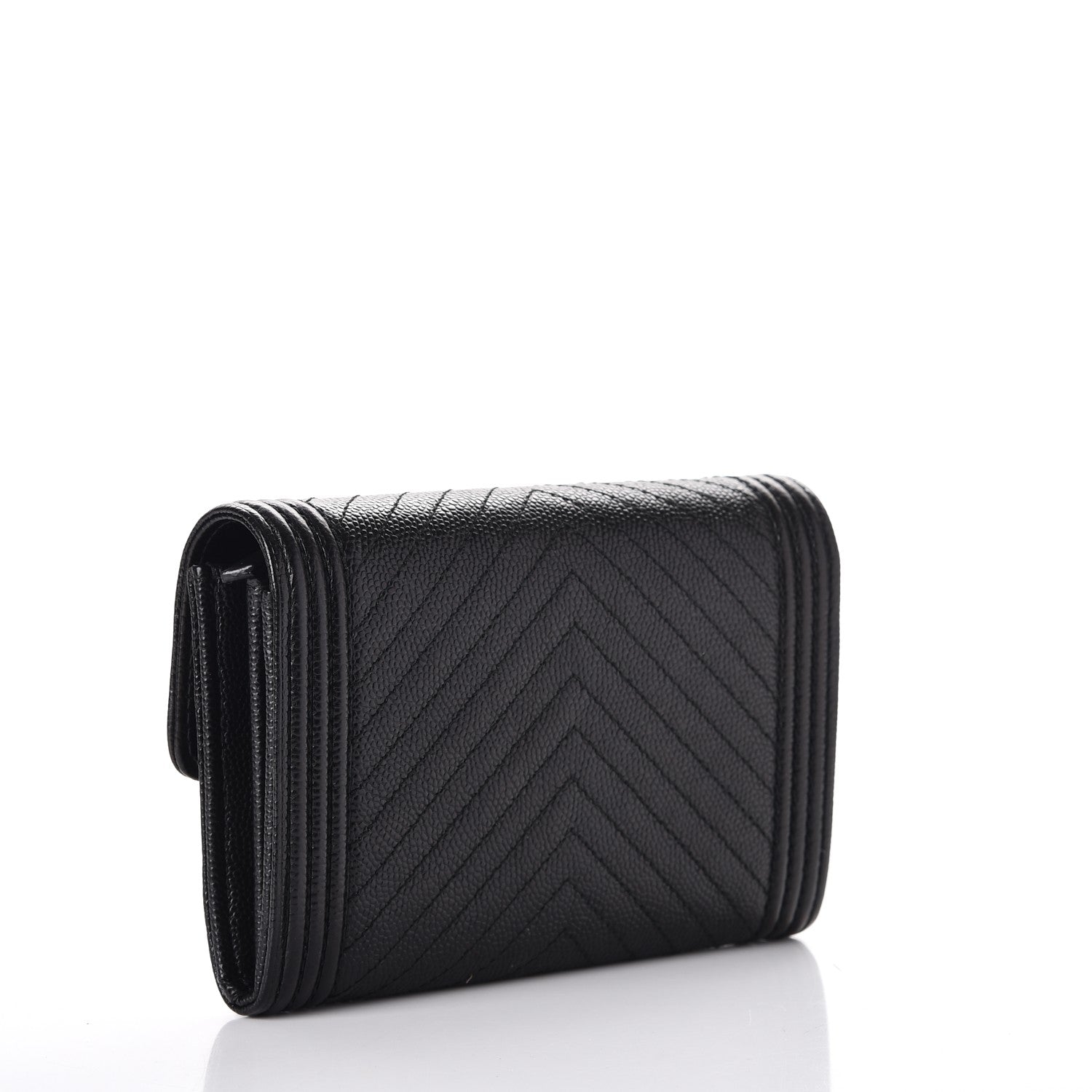 Chanel Caviar Chevron Quilted Medium Boy Flap Wallet Black 3 of 9