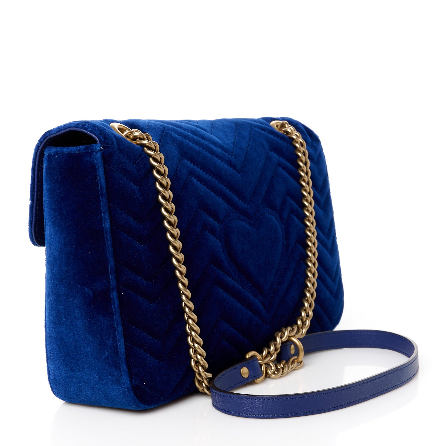 Gucci Velvet Matelasse Medium GG Marmont Shoulder Bag Cobalt Blue 3 of 11