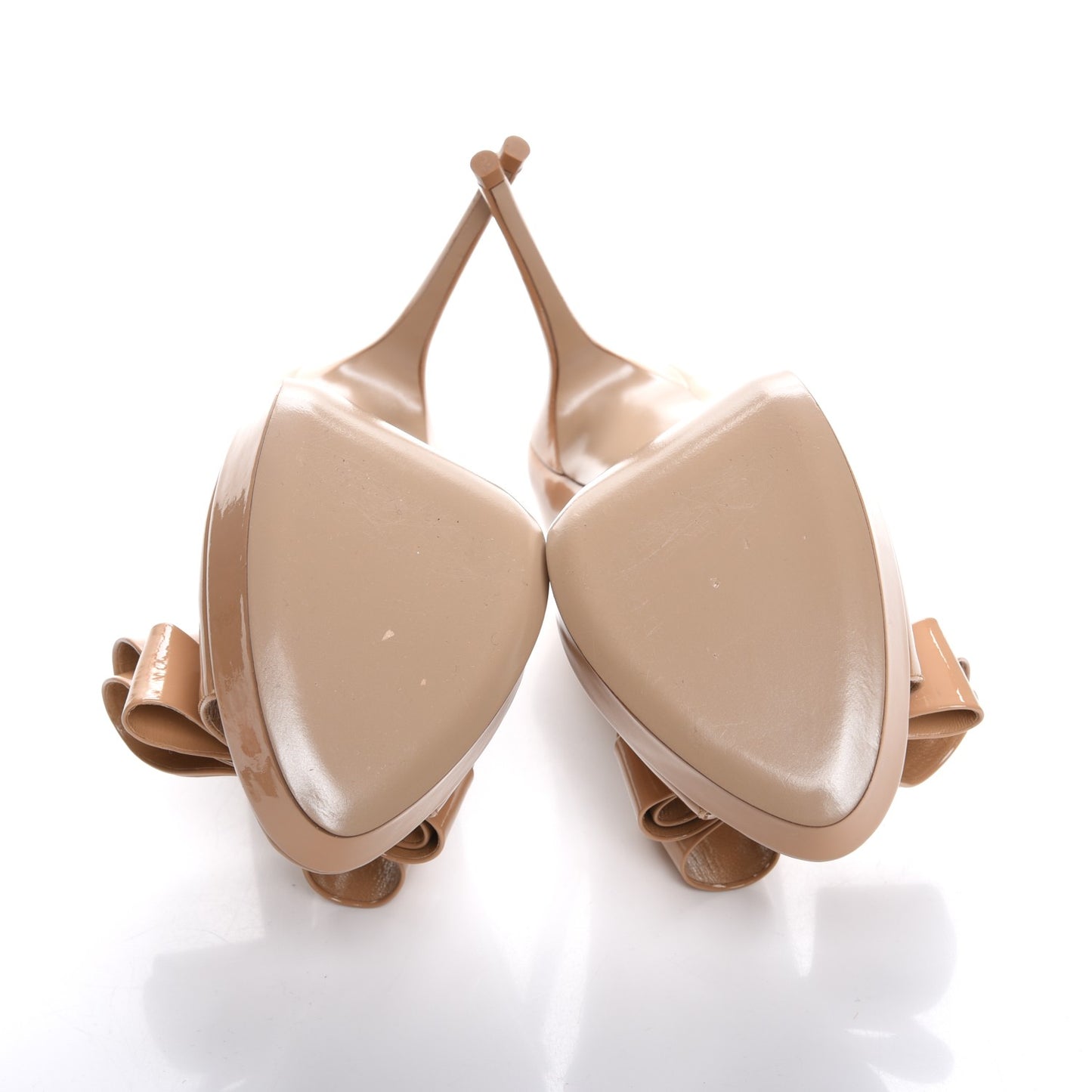 Patent Couture Bow Peep Toe 30/125mm Platform Pumps 38 Beige