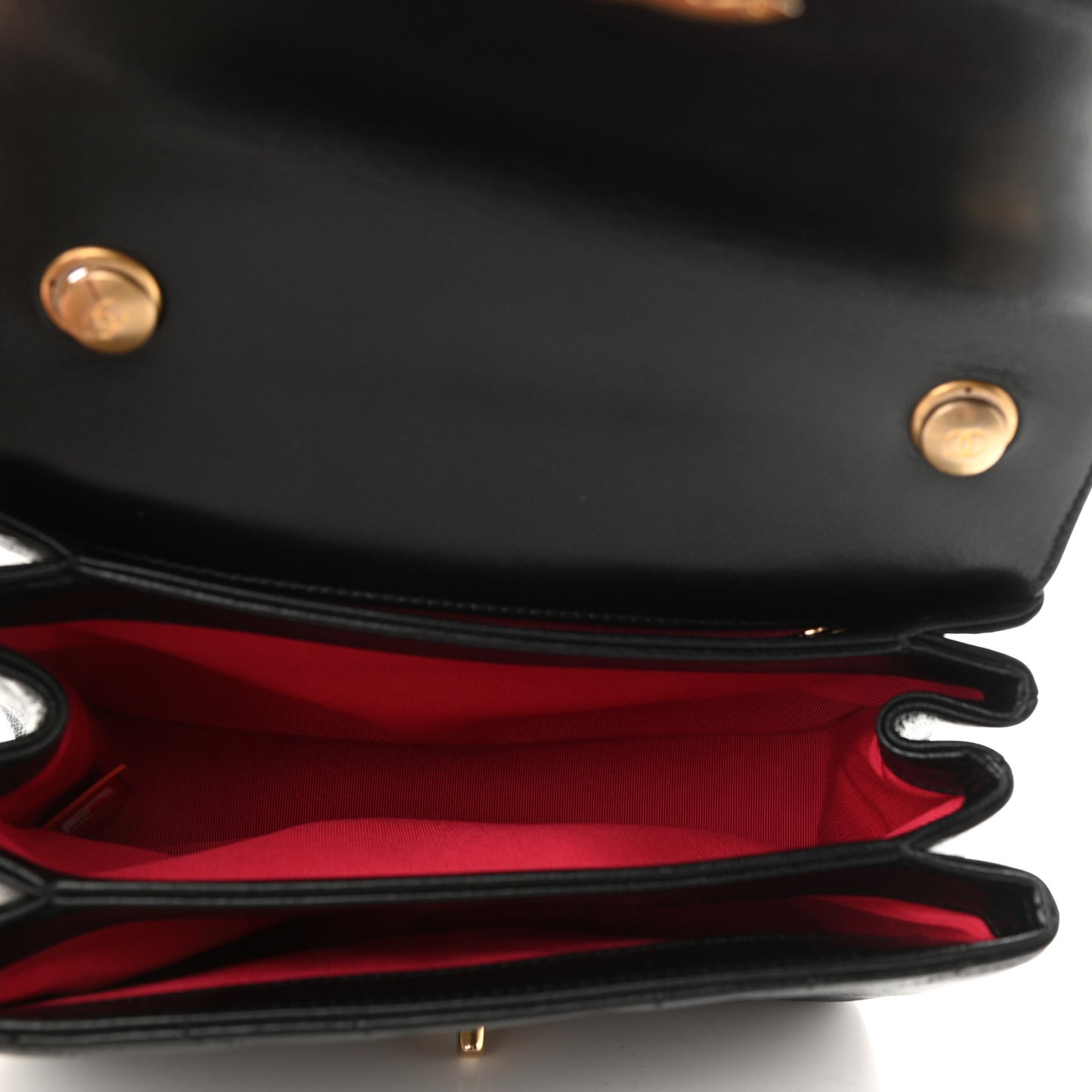 Lambskin Chevron Quilted Gold Top Handle Flap Bag Black