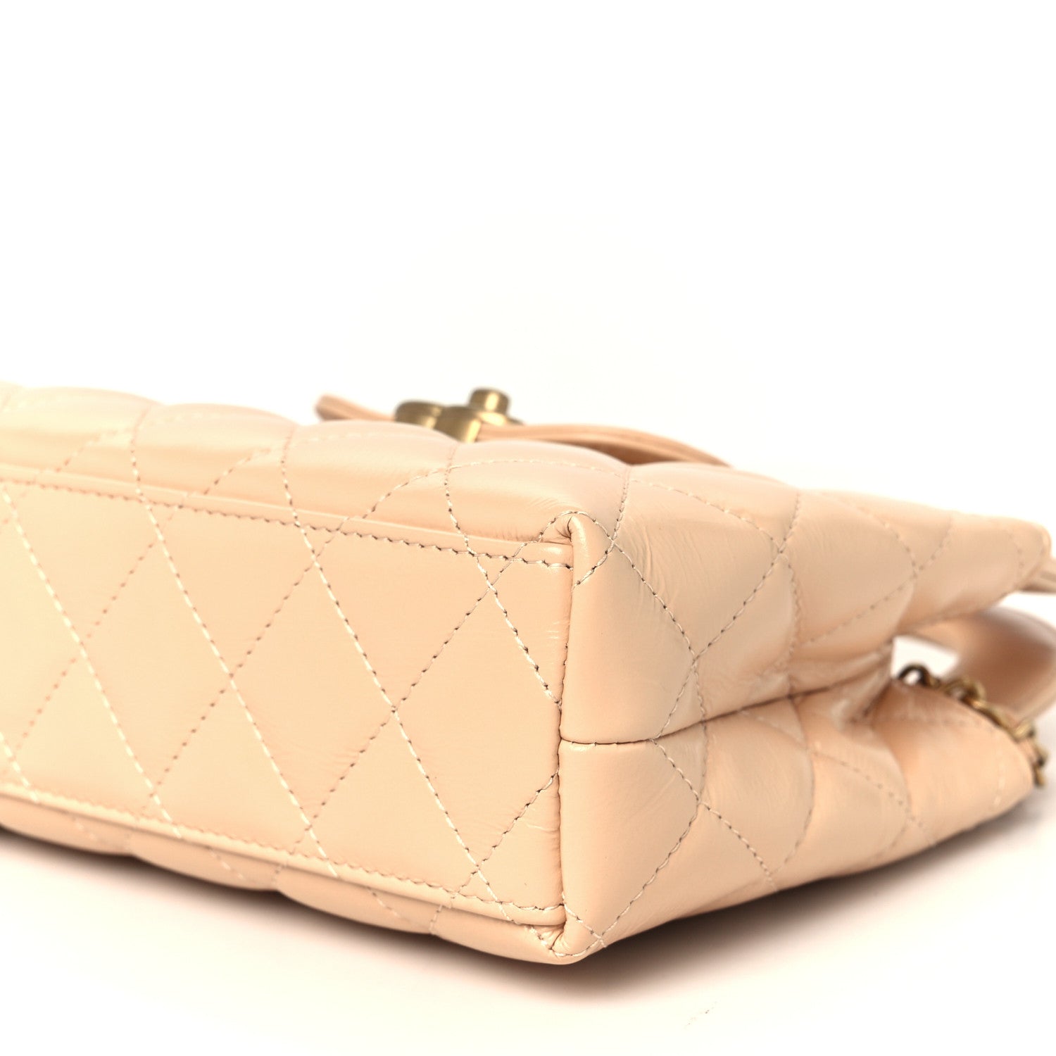 Chanel Shiny Aged Calfskin Quilted Nano Kelly Shopper Beige 10 of 11