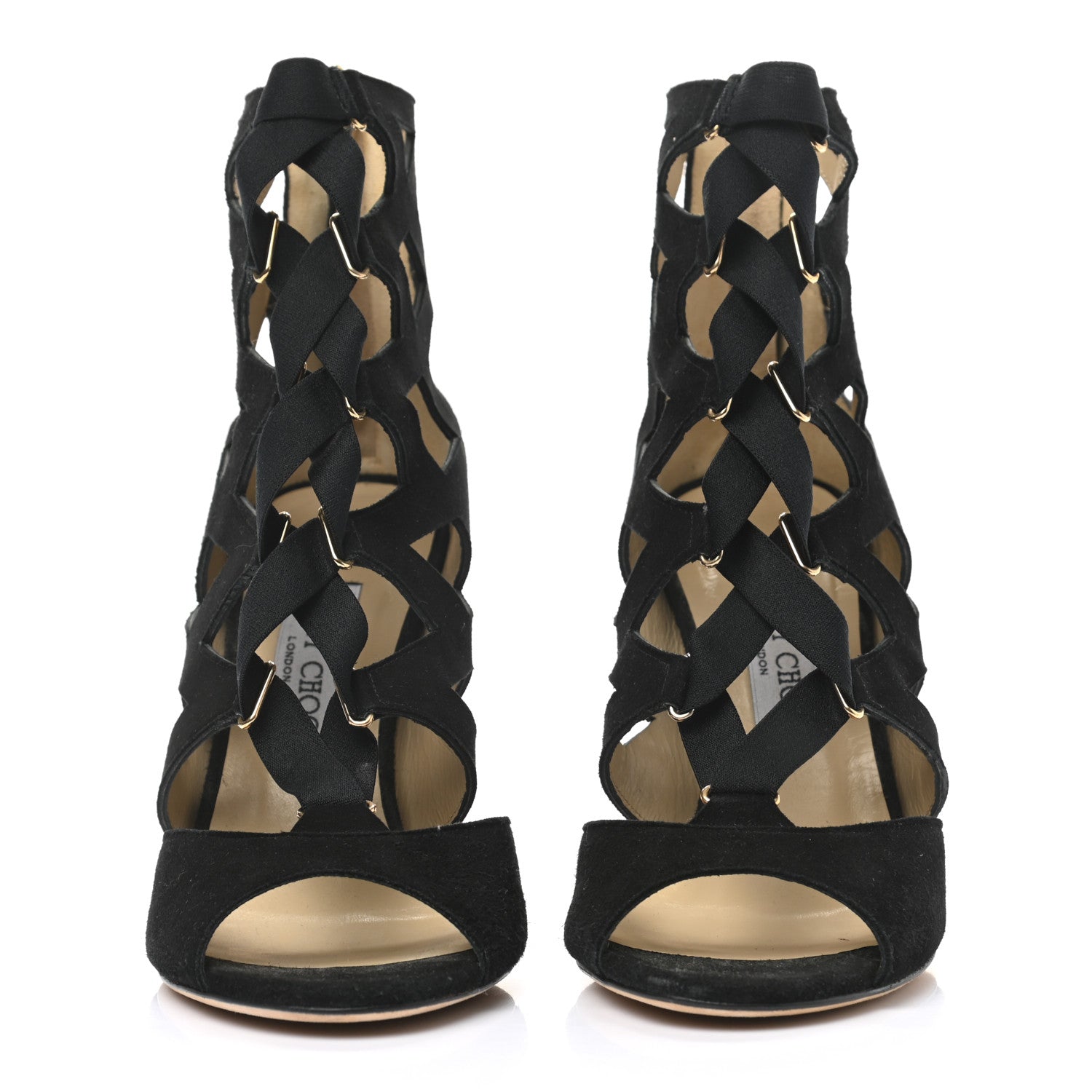 Jimmy Choo Suede Cutout Sandals 40 Black 2 of 7