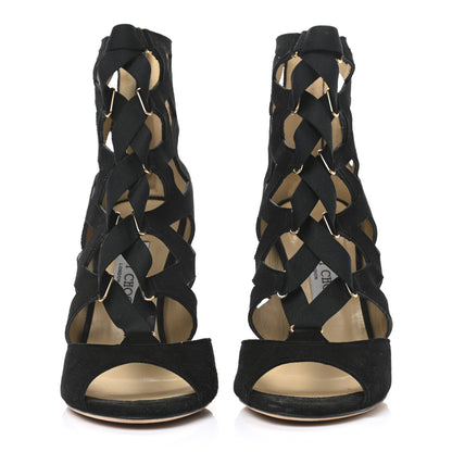 Jimmy Choo Suede Cutout Sandals 40 Black 2 of 7