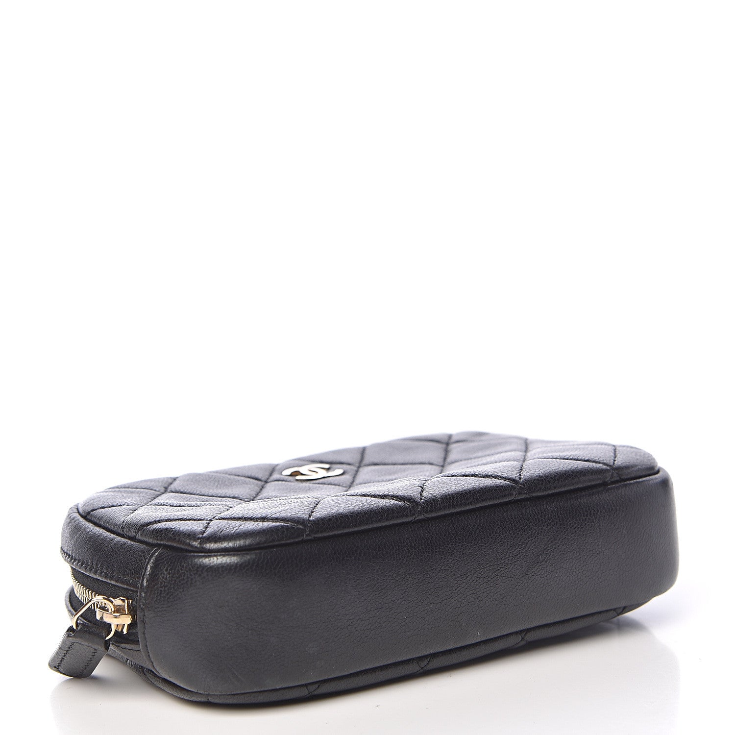 Chanel Lambskin Quilted Small Curvy Pouch Cosmetic Case Black 4 of 7