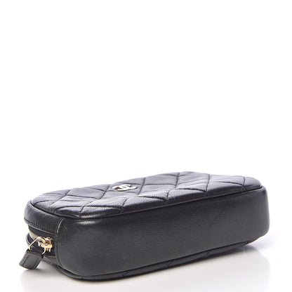 Chanel Lambskin Quilted Small Curvy Pouch Cosmetic Case Black 4 of 7