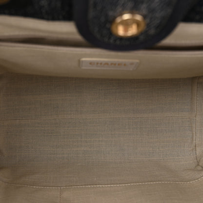 Chanel Denim Small Deauville Tote Dark Blue White 6 of 11