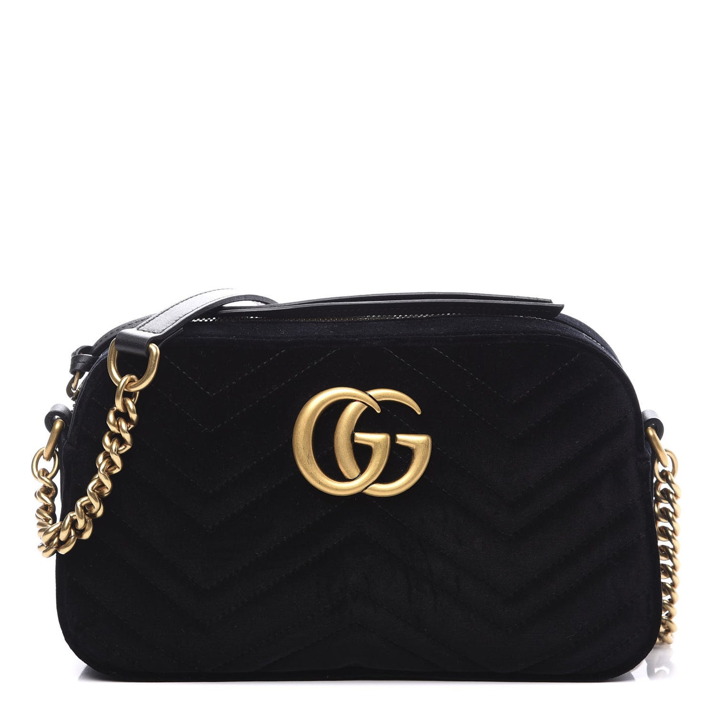 Velvet Matelasse Small GG Marmont Chain Shoulder Bag Black