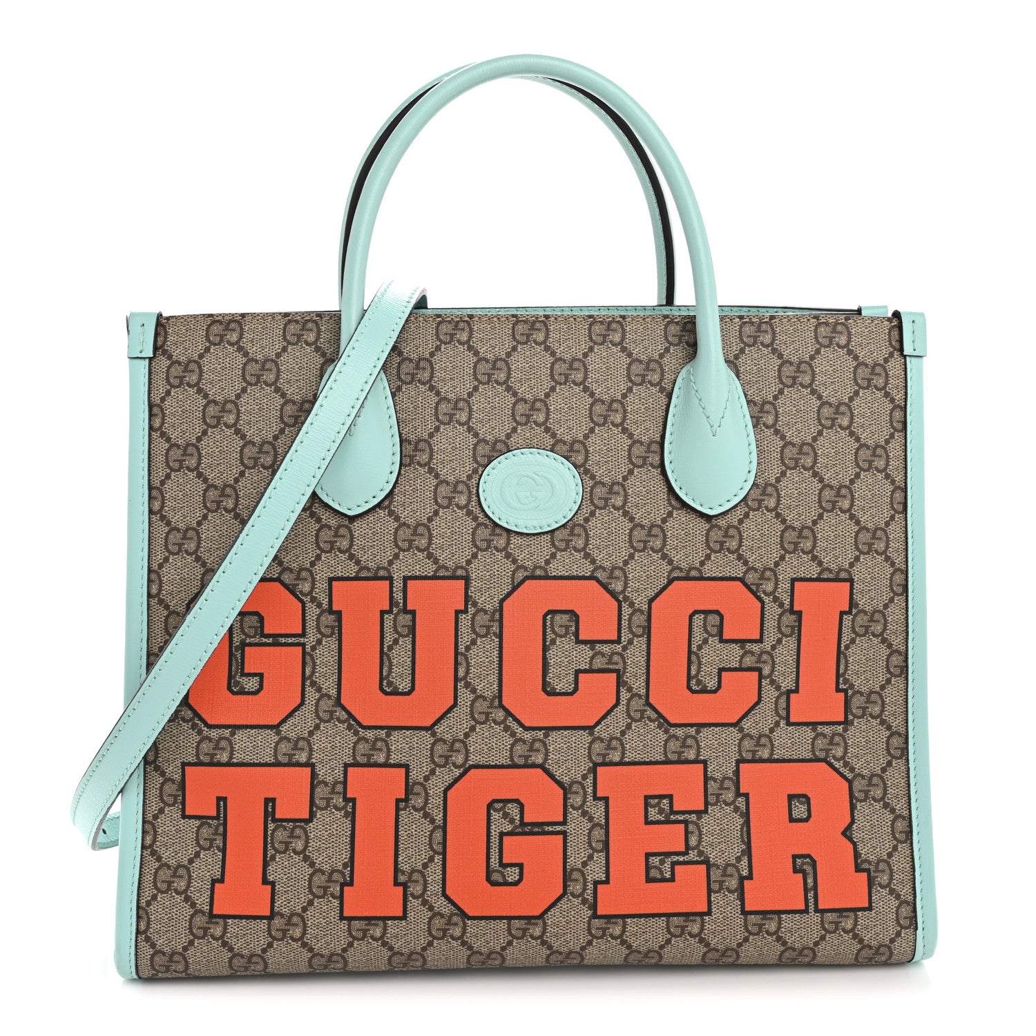 Gucci GG Supreme Monogram Textured Dollar Calfskin Web Gucci Tiger Small Retro Interlocking G Tote Bag Multicolor 1 of 11