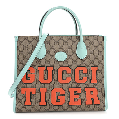 Gucci GG Supreme Monogram Textured Dollar Calfskin Web Gucci Tiger Small Retro Interlocking G Tote Bag Multicolor 1 of 11