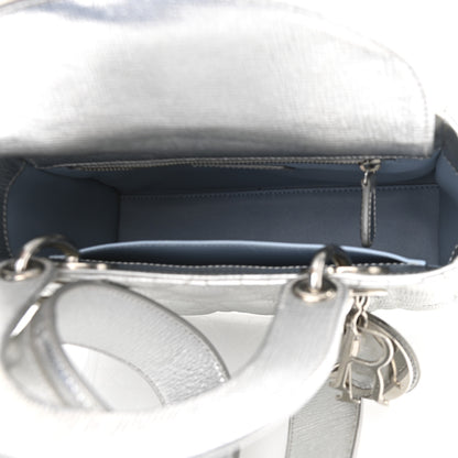 Christian Dior Metallic Grained Calfskin Cannage Small Lucky Badges My Lady Dior Silver 6 of 11